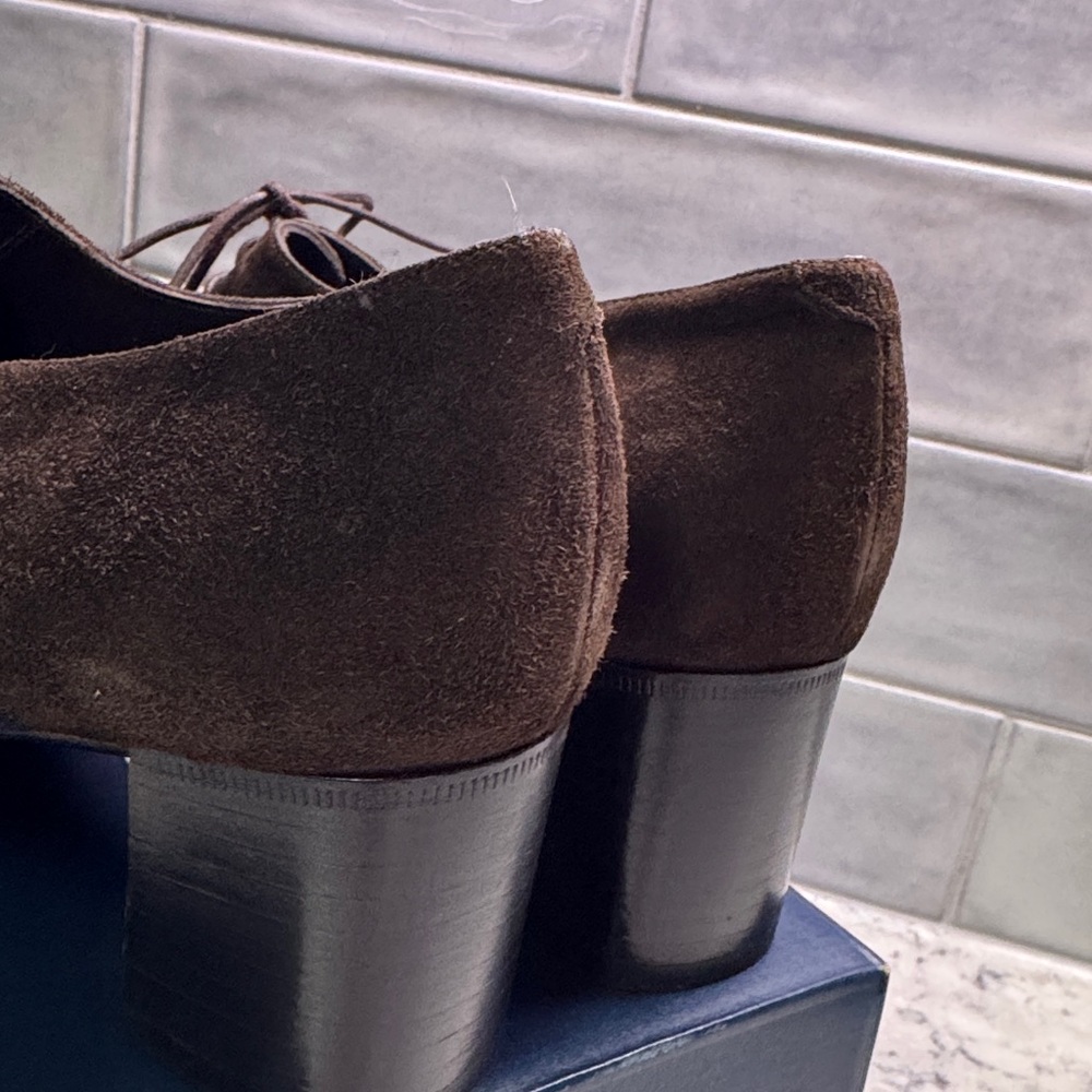 Balenciaga Suede Leather Oxford  Shoes Block Heel | Size 38/ 8 Tri Color - Picture 7 of 13